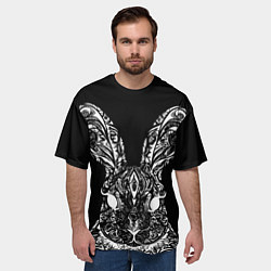Футболка оверсайз мужская Черный кролик арт, цвет: 3D-принт — фото 2