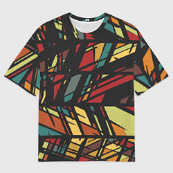 Футболка оверсайз мужская Абстракция в разноцветных линиях, цвет: 3D-принт