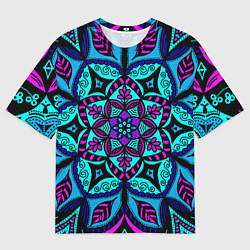 Футболка оверсайз мужская Яркая цветная мандала, цвет: 3D-принт