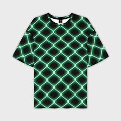 Футболка оверсайз мужская Зелёная неоновая сетка, цвет: 3D-принт