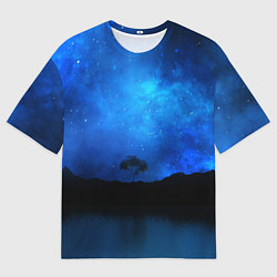 Мужская футболка оверсайз Звездное небо и одинокое дерево
