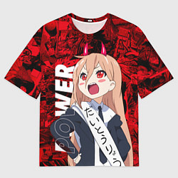 Мужская футболка оверсайз Человек бензопила Пауэр манга