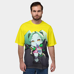 Футболка оверсайз мужская Ребекка пьет коктель - Cyberpunk, цвет: 3D-принт — фото 2