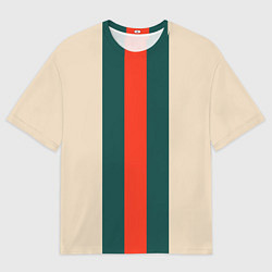 Футболка оверсайз мужская Полосы триколор красный зеленый, цвет: 3D-принт