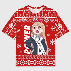 Футболка оверсайз мужская Пауэр Человек бензопила новогодний, цвет: 3D-принт