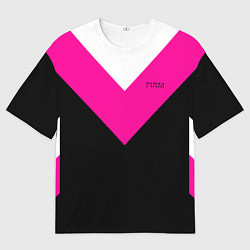 Футболка оверсайз мужская FIRM черный с розовой вставкой, цвет: 3D-принт