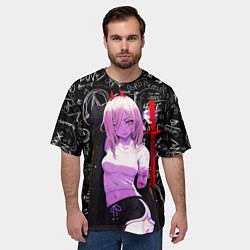 Футболка оверсайз мужская Да это же Пауэр - Человек бензопила, цвет: 3D-принт — фото 2