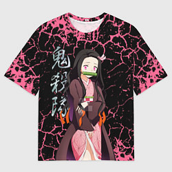 Футболка оверсайз мужская Незуко Камадо - сестра Танджиро, цвет: 3D-принт