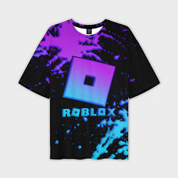 Мужская футболка оверсайз Roblox logo neon gradient
