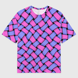 Мужская футболка оверсайз Фиолетово-сиреневая плетёнка - оптическая иллюзия