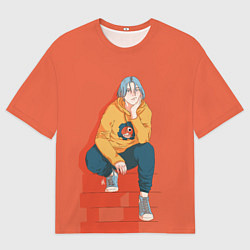 Мужская футболка оверсайз Ланга на ступеньках