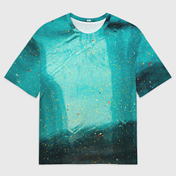Футболка оверсайз мужская Сине-зелёный туман и мазки красок, цвет: 3D-принт