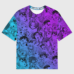 Футболка оверсайз мужская Ахегао красивый неон, цвет: 3D-принт