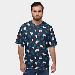 Футболка оверсайз мужская Круги белые и синие, цвет: 3D-принт — фото 2