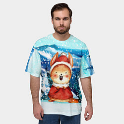 Футболка оверсайз мужская Счастливый зайчонок новый год, цвет: 3D-принт — фото 2