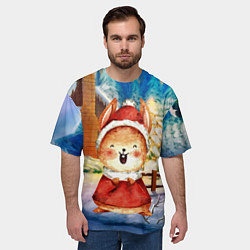 Футболка оверсайз мужская Новогодний зайка 2023, цвет: 3D-принт — фото 2