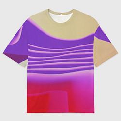 Мужская футболка оверсайз Волнообразные листы разных цветов