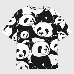 Футболка оверсайз мужская С пандами паттерн, цвет: 3D-принт