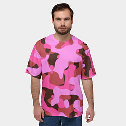 Футболка оверсайз мужская Абстракция в розовых тонах, цвет: 3D-принт — фото 2