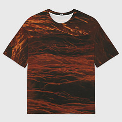 Футболка оверсайз мужская Тёмные красные волны, цвет: 3D-принт