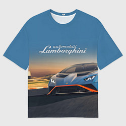 Футболка оверсайз мужская Lamborghini Huracan STO - car racing, цвет: 3D-принт