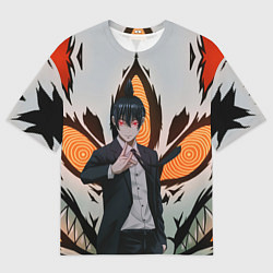 Футболка оверсайз мужская Демон лис и Аки, цвет: 3D-принт