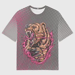 Мужская футболка оверсайз Медведь прорывается