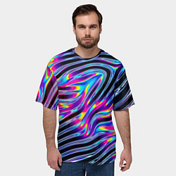 Футболка оверсайз мужская Голографические полосы, цвет: 3D-принт — фото 2