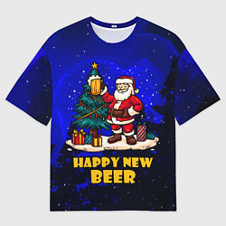 Мужская футболка оверсайз С новым пивом, новогодний