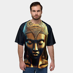 Футболка оверсайз мужская Нейросеть - золотая статуя египетской царицы, цвет: 3D-принт — фото 2