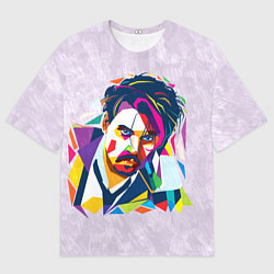 Мужская футболка оверсайз Геометрический портрет Джонни Деппа