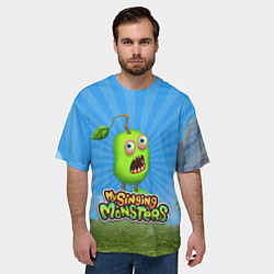 Футболка оверсайз мужская My Singin Monsters - Зерномех, цвет: 3D-принт — фото 2
