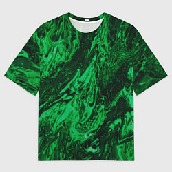 Мужская футболка оверсайз Зелёные краски во тьме