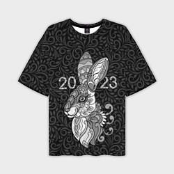 Мужская футболка оверсайз Русский серый кролик 2023