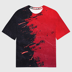 Футболка оверсайз мужская Черное и красное, цвет: 3D-принт