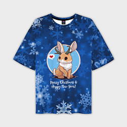 Мужская футболка оверсайз Кролик - символ нового года