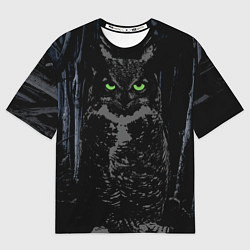 Футболка оверсайз мужская Сова в лесу, цвет: 3D-принт
