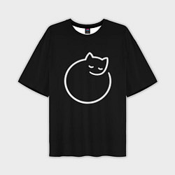 Мужская футболка оверсайз Минималистичный круглый кот