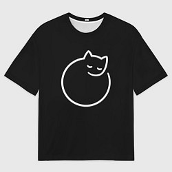 Футболка оверсайз мужская Минималистичный круглый кот, цвет: 3D-принт