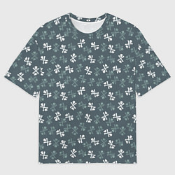 Мужская футболка оверсайз Череп и кости штрихованные