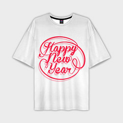 Мужская футболка оверсайз Надпись счастливого нового года