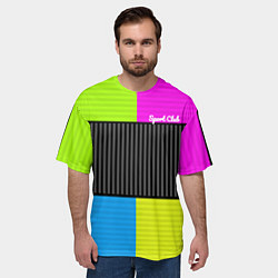 Футболка оверсайз мужская Лоскутный полосатый принт Арлекино, цвет: 3D-принт — фото 2