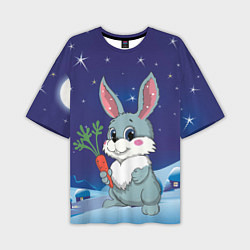 Мужская футболка оверсайз Кролик с морковкой