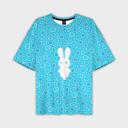 Мужская футболка оверсайз Белый кролик на голубом - символ 2023