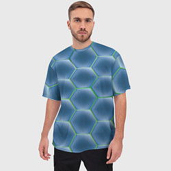 Футболка оверсайз мужская Синии шестигранники, цвет: 3D-принт — фото 2