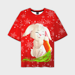 Футболка оверсайз мужская Весёлый кролик с морковкой, цвет: 3D-принт