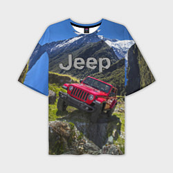 Мужская футболка оверсайз Chrysler Jeep Wrangler Rubicon - горы