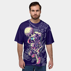 Футболка оверсайз мужская Космонавт с луной, цвет: 3D-принт — фото 2