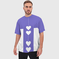 Футболка оверсайз мужская Белые сердца на фиолетовом, цвет: 3D-принт — фото 2