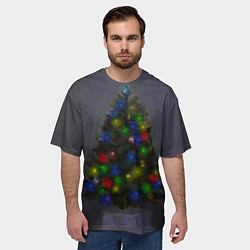 Футболка оверсайз мужская Огни на новогодней елке, цвет: 3D-принт — фото 2